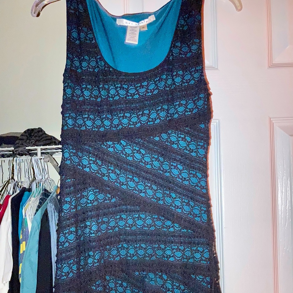 Max Studio blue/black lace cocktail dress